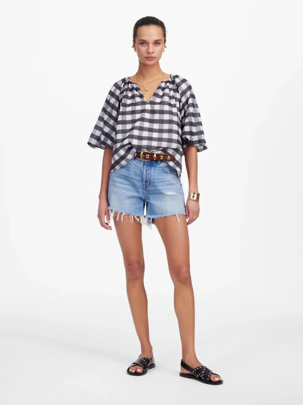 NWT New $138 Madewell Cotton Silk Bubble-Sleeve Top Size 4